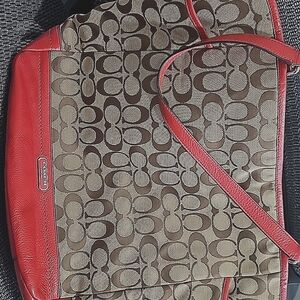 Coach handbag- red and brown